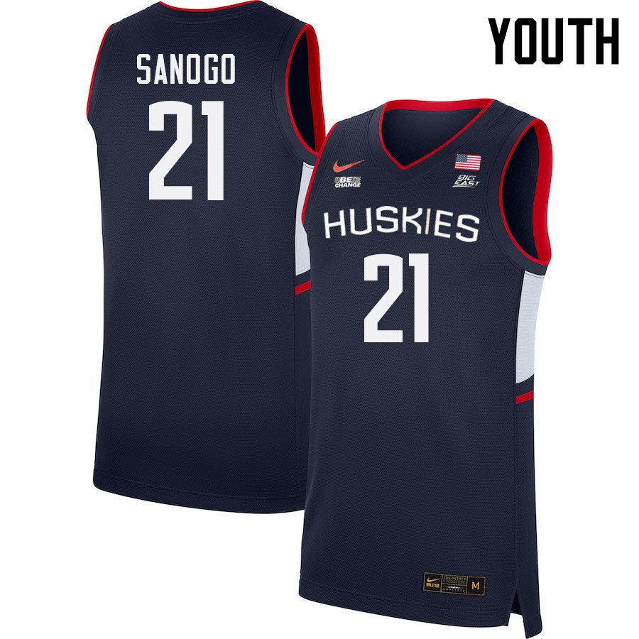 Youth #21 Adama Sanogo Uconn Huskies College 2022-23 Basketball Stitched Jerseys Sale-Navy
